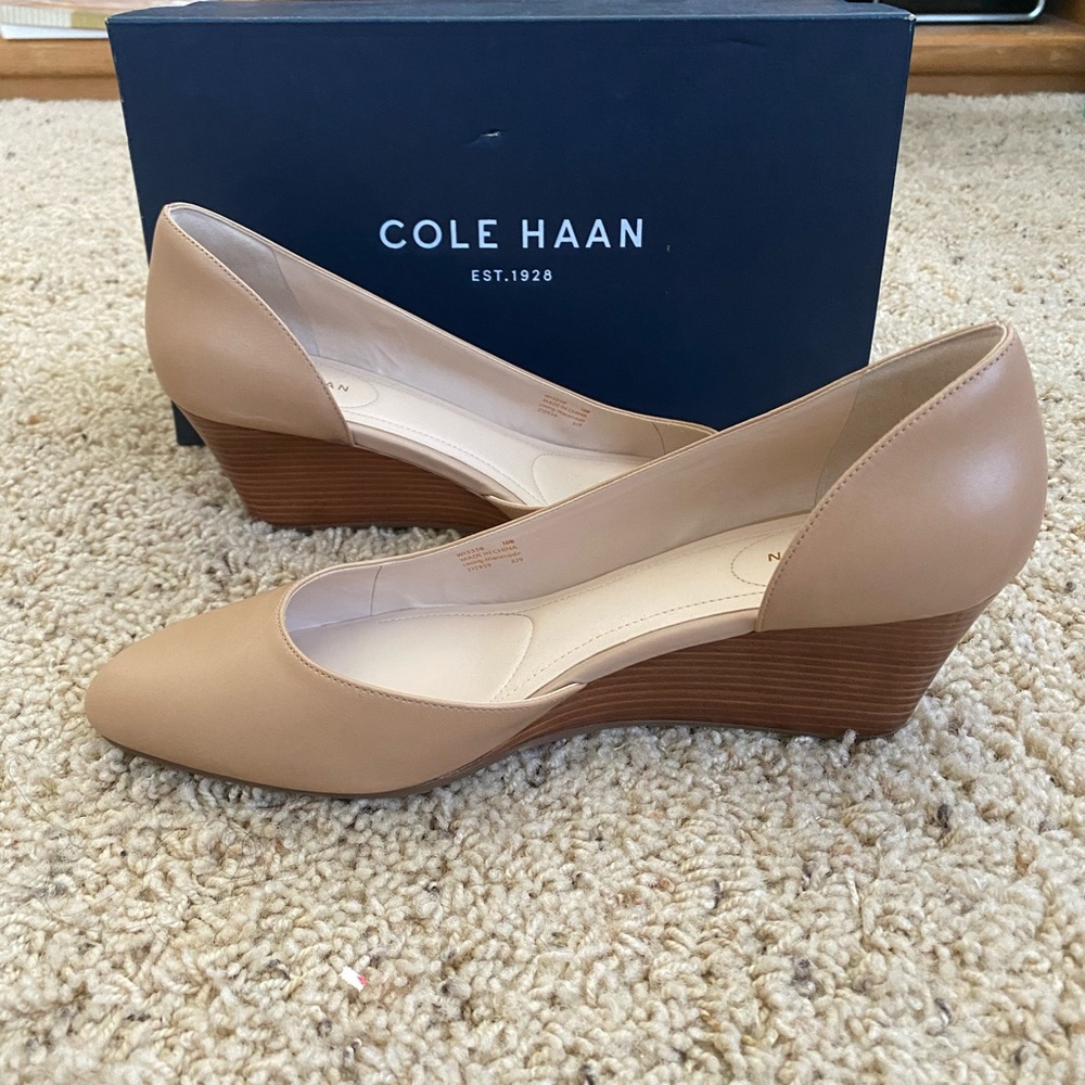 NEW Cole Haan Edith Leather D’Orsay Wedges SZ10